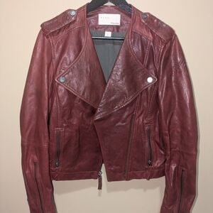 William Rast Deep Red Leather Jacket